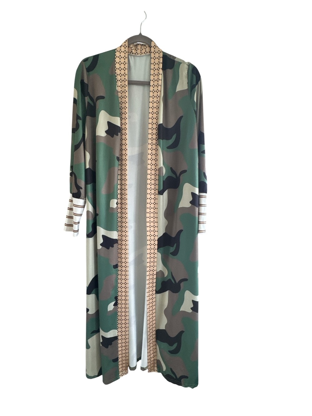 Women's Camouflage Long Kimono Robe - Green   Length 50”
